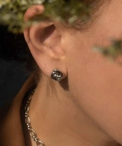 Astridandmiyu Knot Stud Earrings In Silver