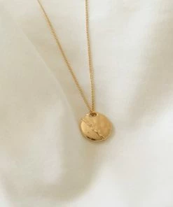 Astrid & Miyu Molten Coin Pendant Necklace In Gold