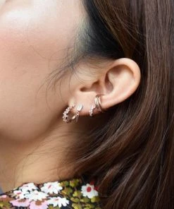 Astridandmiyu Sale Mystic Baguette Spike Drop Stud Earrings In Rose Gold
