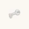 Astrid & Miyu Pink Tourmaline & White Topaz Stacking Piercing Stud In Solid White Gold