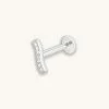 Astrid & Miyu Pave Wave Piercing Stud In Solid White Gold New In
