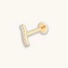 Astrid & Miyu New In Pave Wave Piercing Stud In Solid Gold 1 Astrid & Miyu New In Pave Wave Piercing Stud In Solid Gold