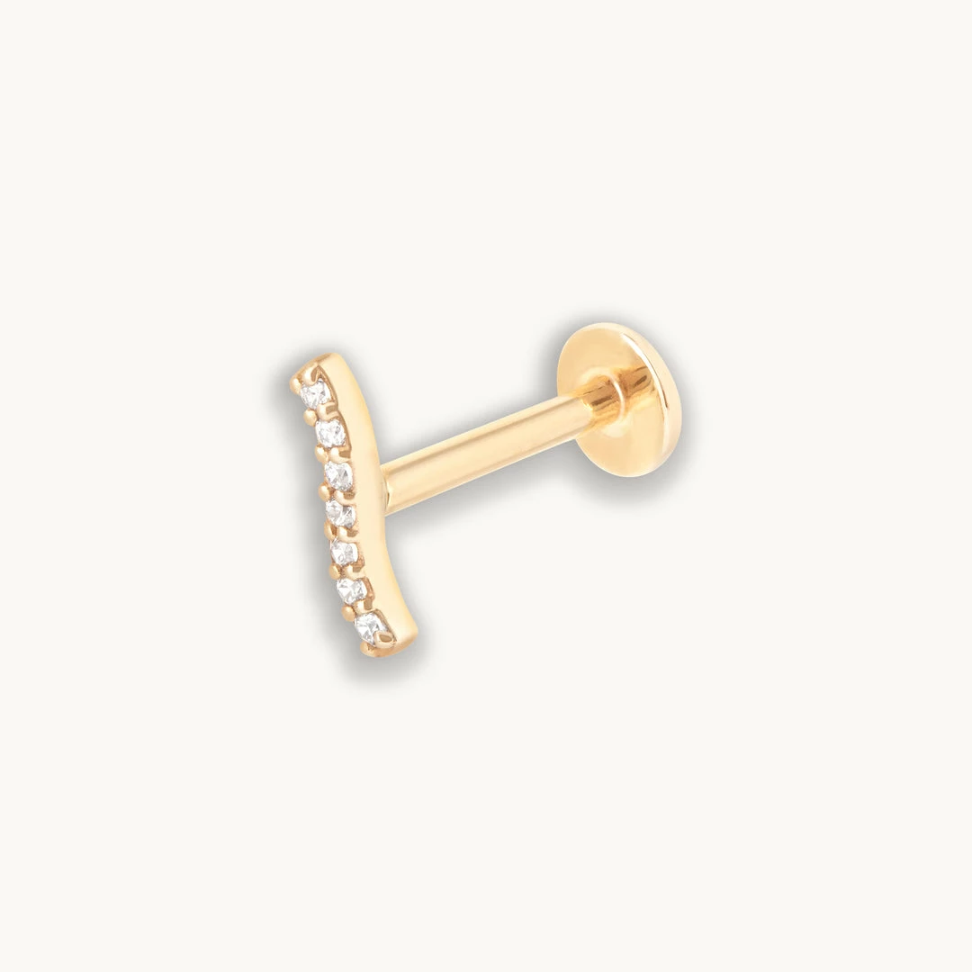 Astrid & Miyu New In Pave Wave Piercing Stud In Solid Gold 3 Astrid & Miyu New In Pave Wave Piercing Stud In Solid Gold