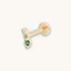 Astrid & Miyu Green Gradient Piercing Stud In Solid Gold New In