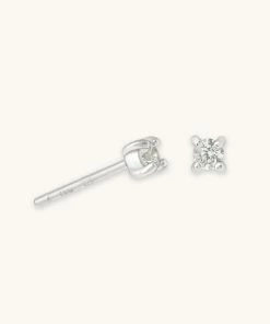 Astrid & Miyu March Birthstone Stud Earrings In Silver With Aquamarine CZ Birthstone Earrings