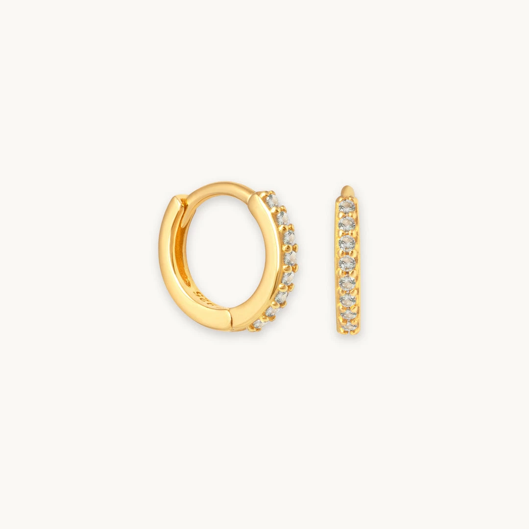 Astrid & Miyu Birthstone Earrings March Birthstone Huggies In Gold With Aquamarine CZ 3 Astrid & Miyu Birthstone Earrings March Birthstone Huggies In Gold With Aquamarine CZ
