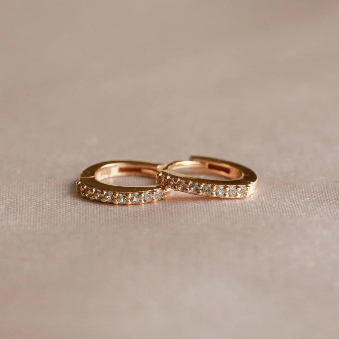 Astrid & Miyu Birthstone Earrings March Birthstone Huggies In Gold With Aquamarine CZ 5 Astrid & Miyu Birthstone Earrings March Birthstone Huggies In Gold With Aquamarine CZ