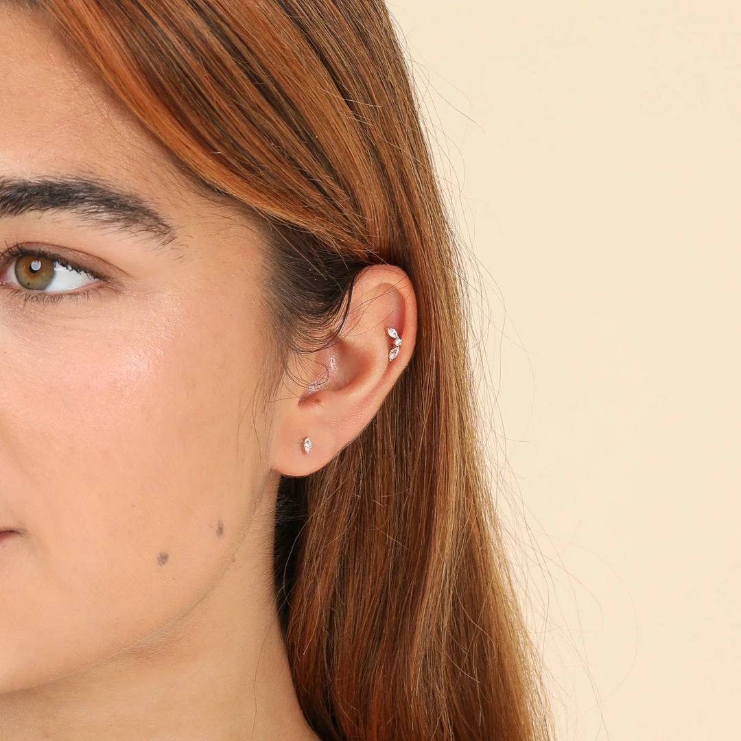 Astrid & Miyu Earrings Marquise Piercing Stacking Set In Solid Gold 5 Astrid & Miyu Earrings Marquise Piercing Stacking Set In Solid Gold