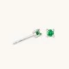 Astrid & Miyu May Birthstone Stud Earrings In Silver With Emerald CZ