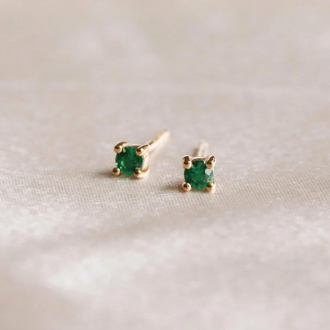 Astrid & Miyu May Birthstone Stud Earrings In Gold With Emerald CZ Best Sellers 5 Astrid & Miyu May Birthstone Stud Earrings In Gold With Emerald CZ Best Sellers