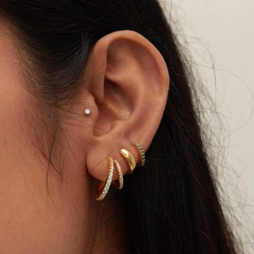 Astridandmiyu Best Sellers May Birthstone Huggies In Gold With Emerald CZ 4 Astridandmiyu Best Sellers May Birthstone Huggies In Gold With Emerald CZ