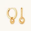 Astrid & Miyu Molten Charm Hoops In Gold