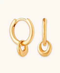 Astrid & Miyu Molten Charm Hoops In Gold