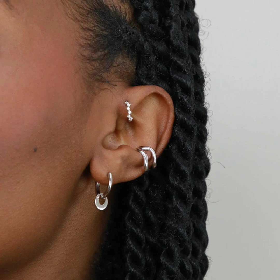 Astrid & Miyu Earrings Molten Charm Hoops In Silver 4 Astrid & Miyu Earrings Molten Charm Hoops In Silver