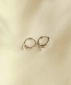 Astrid & Miyu Earrings Molten Charm Hoops In Silver 8 Astrid & Miyu Earrings Molten Charm Hoops In Silver