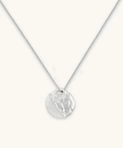 Astrid & Miyu Molten Coin Pendant Necklace In Silver Necklaces 11 Astrid & Miyu Molten Coin Pendant Necklace In Silver Necklaces