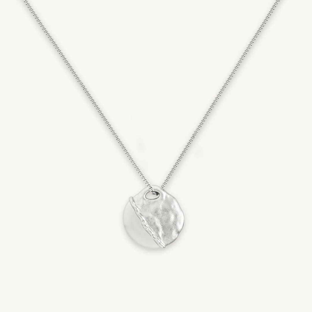 Astrid & Miyu Molten Coin Pendant Necklace In Silver Necklaces 7 Astrid & Miyu Molten Coin Pendant Necklace In Silver Necklaces