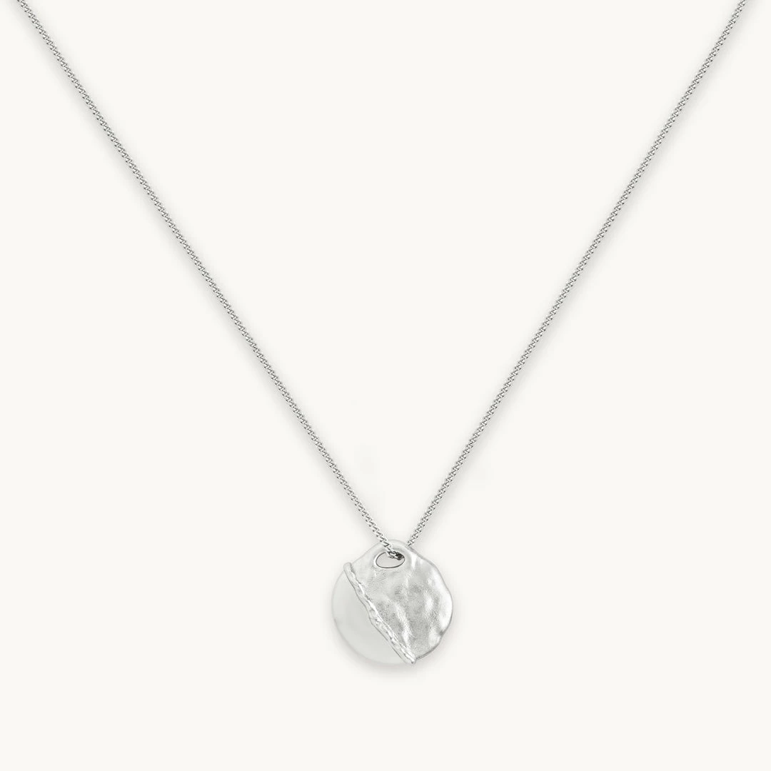 Astrid & Miyu Molten Coin Pendant Necklace In Silver Necklaces 3 Astrid & Miyu Molten Coin Pendant Necklace In Silver Necklaces