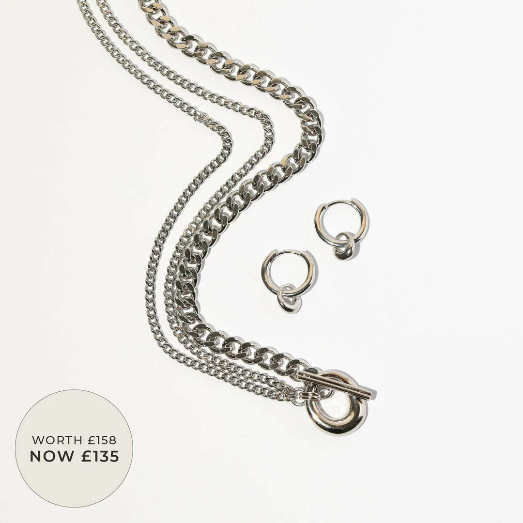Astrid & Miyu Molten Stacking Set In Silver 3 Astrid & Miyu Molten Stacking Set In Silver