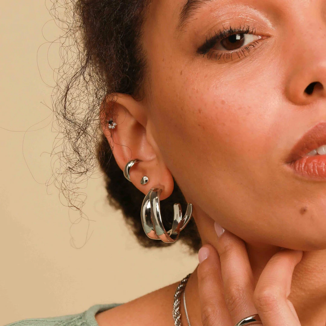 Astrid & Miyu Molten Large Stud Earrings In Silver 6 Astrid & Miyu Molten Large Stud Earrings In Silver