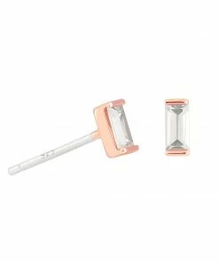 Astrid & Miyu Mystic Baguette Stud Earrings In Rose Gold Sale