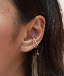 Astridandmiyu Earrings Mystic Gem Huggies In Rose Gold