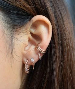 Astridandmiyu Earrings Mystic Gem Huggies In Rose Gold