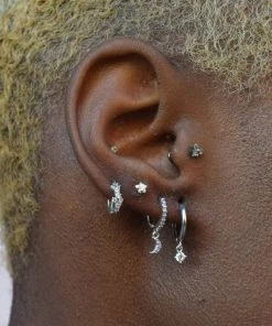 Astridandmiyu Mystic Gem Huggies In Silver