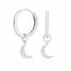 Astrid & Miyu Mystic Moon Crystal Hoops In Silver Sale