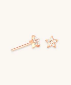 Astrid & Miyu Mystic Star Crystal Stud Earrings In Rose Gold