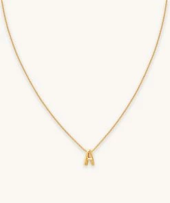 Astrid & Miyu Best Sellers A Initial Pendant Necklace In Gold With A