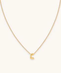 Astrid & Miyu C Initial Pendant Necklace In Gold With C Pendant Necklaces