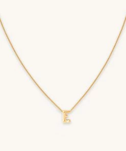 Astrid & Miyu E Initial Pendant Necklace In Gold With E Pendant Necklaces