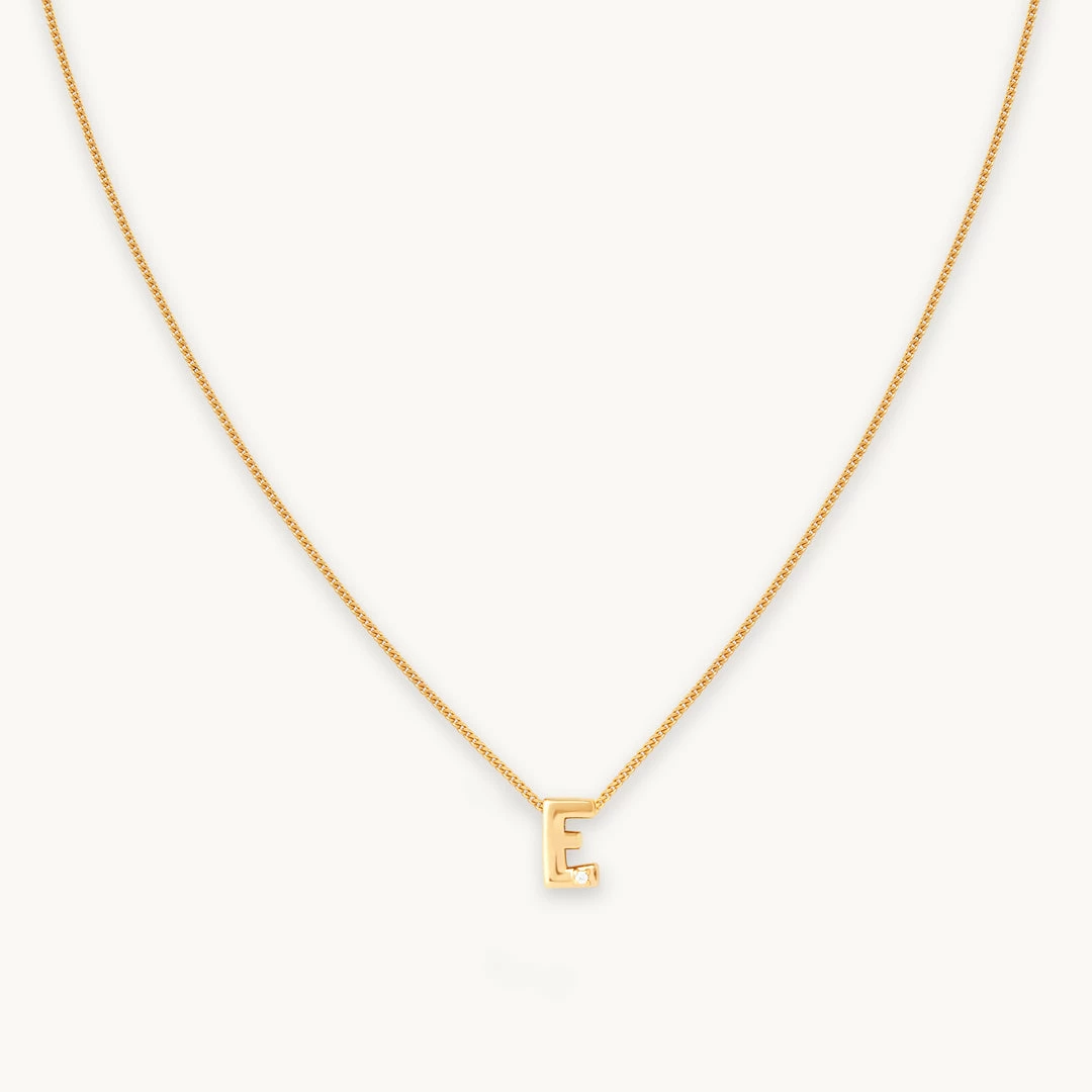 Astrid & Miyu E Initial Pendant Necklace In Gold With E Pendant Necklaces 3 Astrid & Miyu E Initial Pendant Necklace In Gold With E Pendant Necklaces