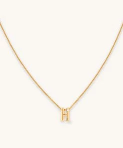 Astrid & Miyu H Initial Pendant Necklace In Gold With H