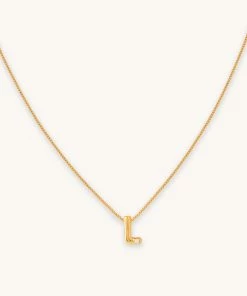 Astrid & Miyu L Initial Pendant Necklace In Gold With L Pendant Necklaces