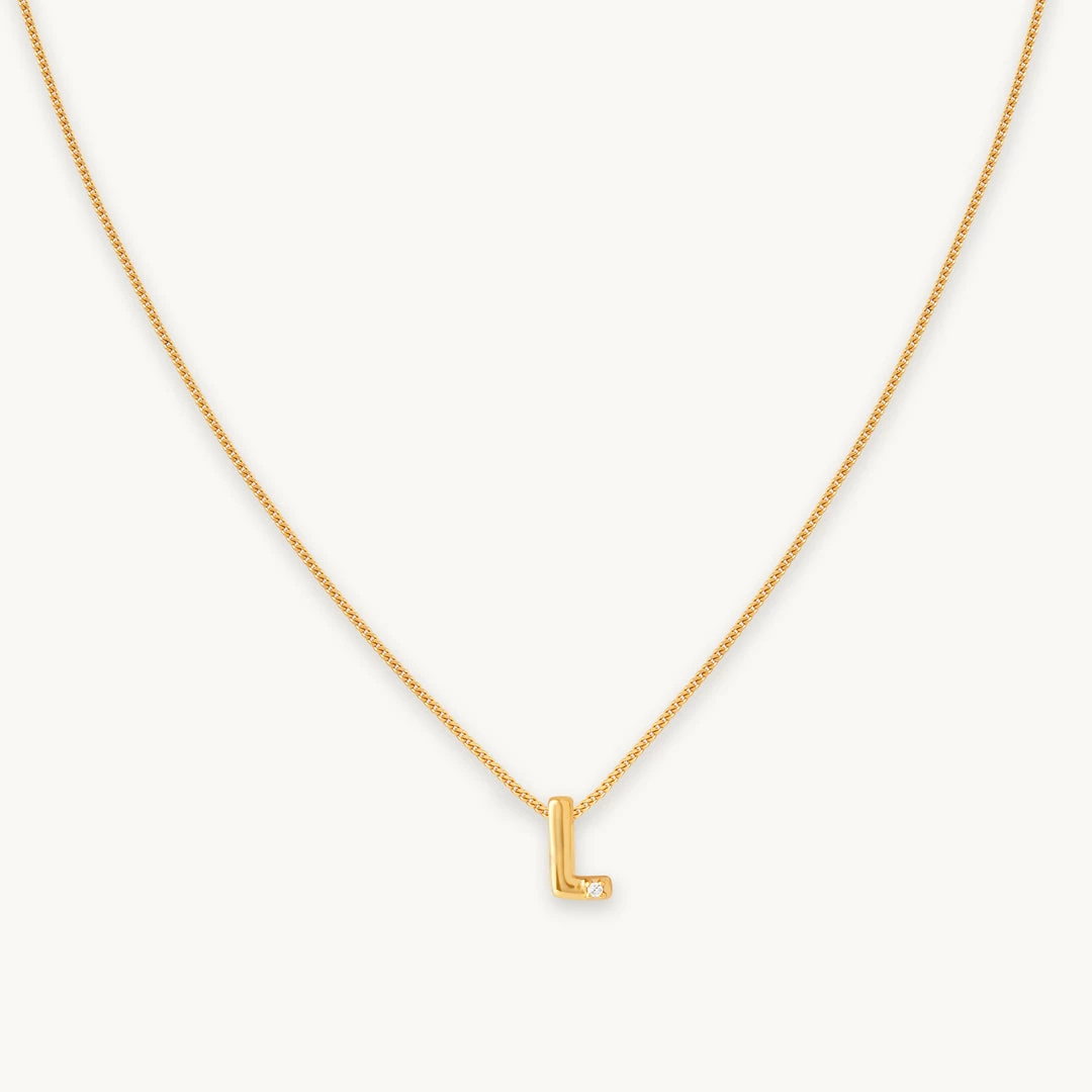 Astrid & Miyu L Initial Pendant Necklace In Gold With L Pendant Necklaces 3 Astrid & Miyu L Initial Pendant Necklace In Gold With L Pendant Necklaces