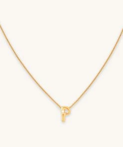 Astrid & Miyu P Initial Pendant Necklace In Gold With P Pendant Necklaces