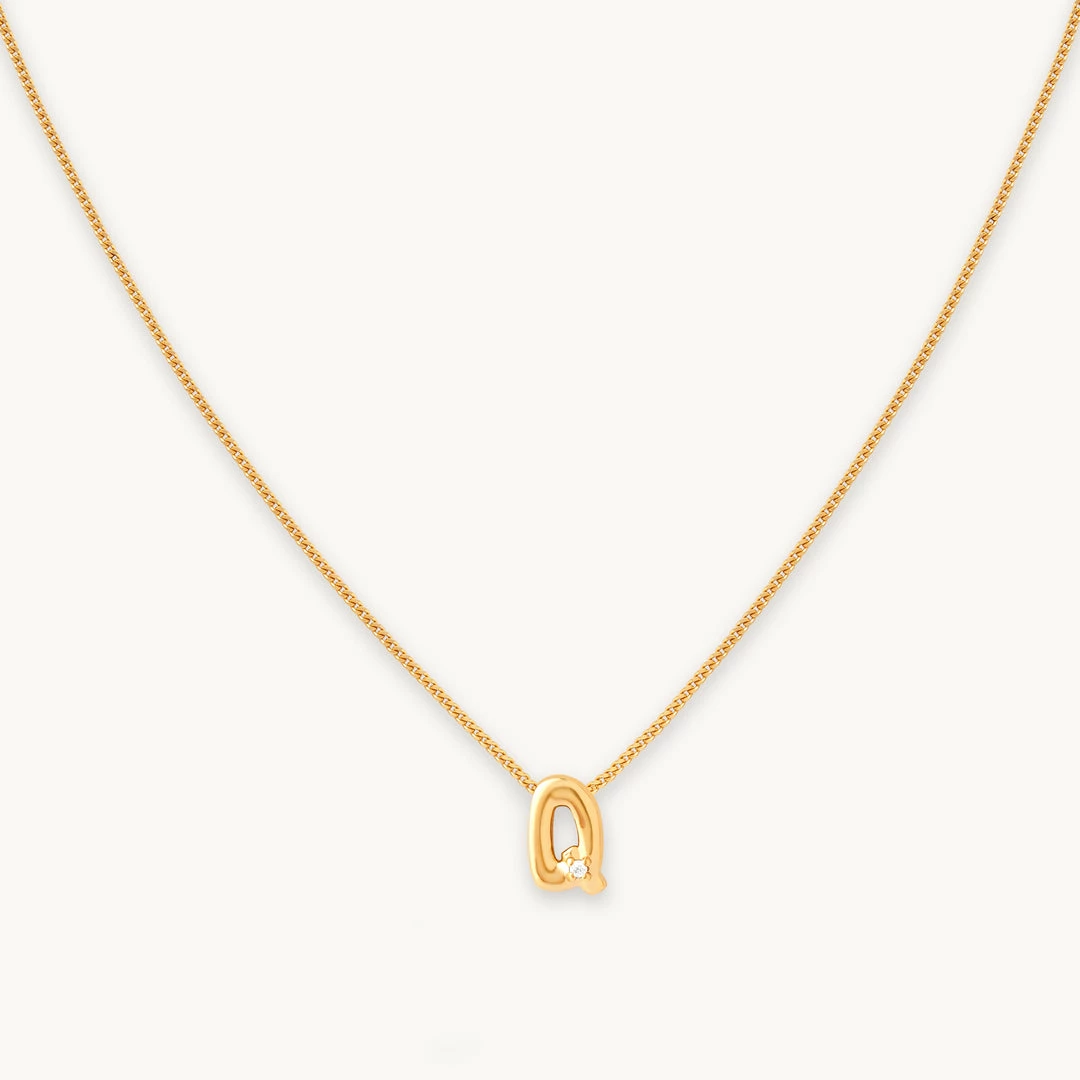 Astrid & Miyu Q Initial Pendant Necklace In Gold With Q Pendant Necklaces 3 Astrid & Miyu Q Initial Pendant Necklace In Gold With Q Pendant Necklaces