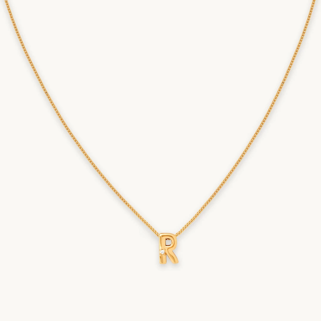 Astrid & Miyu R Initial Pendant Necklace In Gold With R Pendant Necklaces 3 Astrid & Miyu R Initial Pendant Necklace In Gold With R Pendant Necklaces