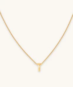 Astrid & Miyu T Initial Pendant Necklace In Gold With T Pendant Necklaces