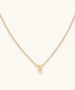 Astrid & Miyu V Initial Pendant Necklace In Gold With V
