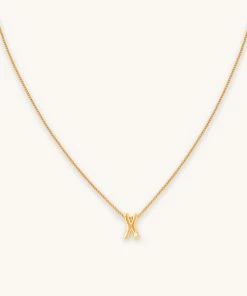 Astrid & Miyu X Initial Pendant Necklace In Gold With X