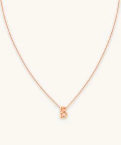 Astrid & Miyu B Initial Pendant Necklace In Rose Gold With B