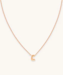 Astrid & Miyu Pendant Necklaces C Initial Pendant Necklace In Rose Gold With C