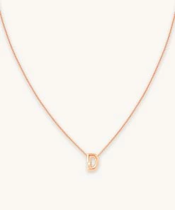 Astrid & Miyu D Initial Pendant Necklace In Rose Gold With D Pendant Necklaces