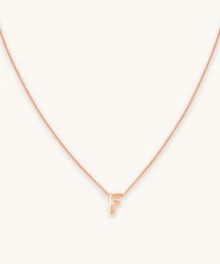 Astrid & Miyu Pendant Necklaces F Initial Pendant Necklace In Rose Gold With F
