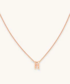 Astrid & Miyu Pendant Necklaces H Initial Pendant Necklace In Rose Gold With H