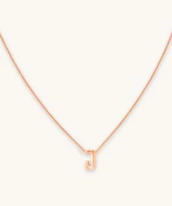 Astrid & Miyu J Initial Pendant Necklace In Rose Gold With J