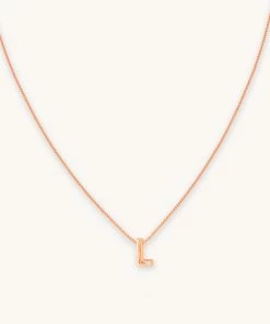 Astrid & Miyu Pendant Necklaces L Initial Pendant Necklace In Rose Gold With L